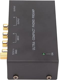 Phonograph Preamplifier, RCA Output Phono Amplifier Black PP400 Low Noise RCA Input with Independent Knob Control for Record Player(#2)