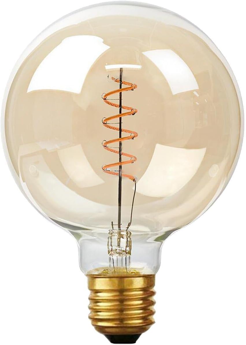 DC VOLTAGE Vintage LED Light Bulb E27 Spiral Non Dimmable T45 T185 ST64 G95 G125 Decorative Bulbs Amber Glass Warm White, Retro E27 Screw Bulb (Style 1)