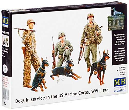 Master Box 35155 kit de modélisme 1/35 figurines USMC et chiens Doberman