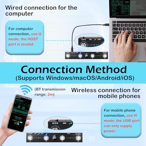 M-VAVE Chocolate Plus Wireless MIDI Fußschalter 4 Tasten BT Wiederaufladbar, APP-Steuerung