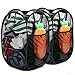 Strong Mesh Pop-up Laundry Hamper, Quality Laundry Basket with Durable Handles Solid Bottom High Carbon Steel Frame, Easy to Open and Fold Flat for Storage (2 Pack)