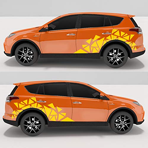 Image of ATOMO 2 Triangle Car Decals, Yellow Vinyl Decal Graphics, DIY Car Body Stickers