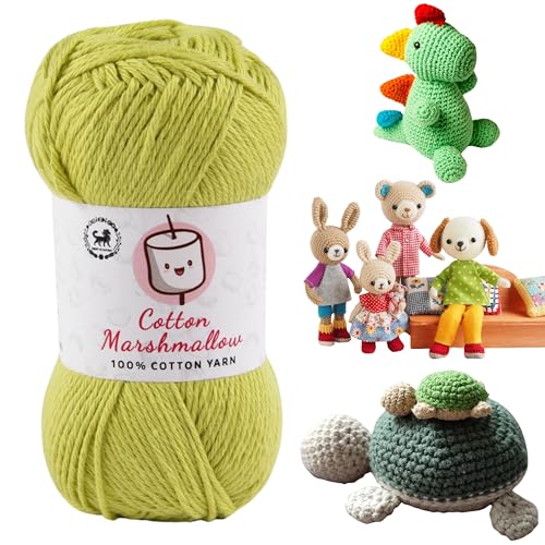 Image of NESTNHAVEN Cotton Marshmallow 100% Cotton Yarn - (50 g, 130 m) - Luxury Yarn for Crochet, Amigurumi, Embroidery, Toys, Garments, Flowers and Hobby Projects (Parrot Green)