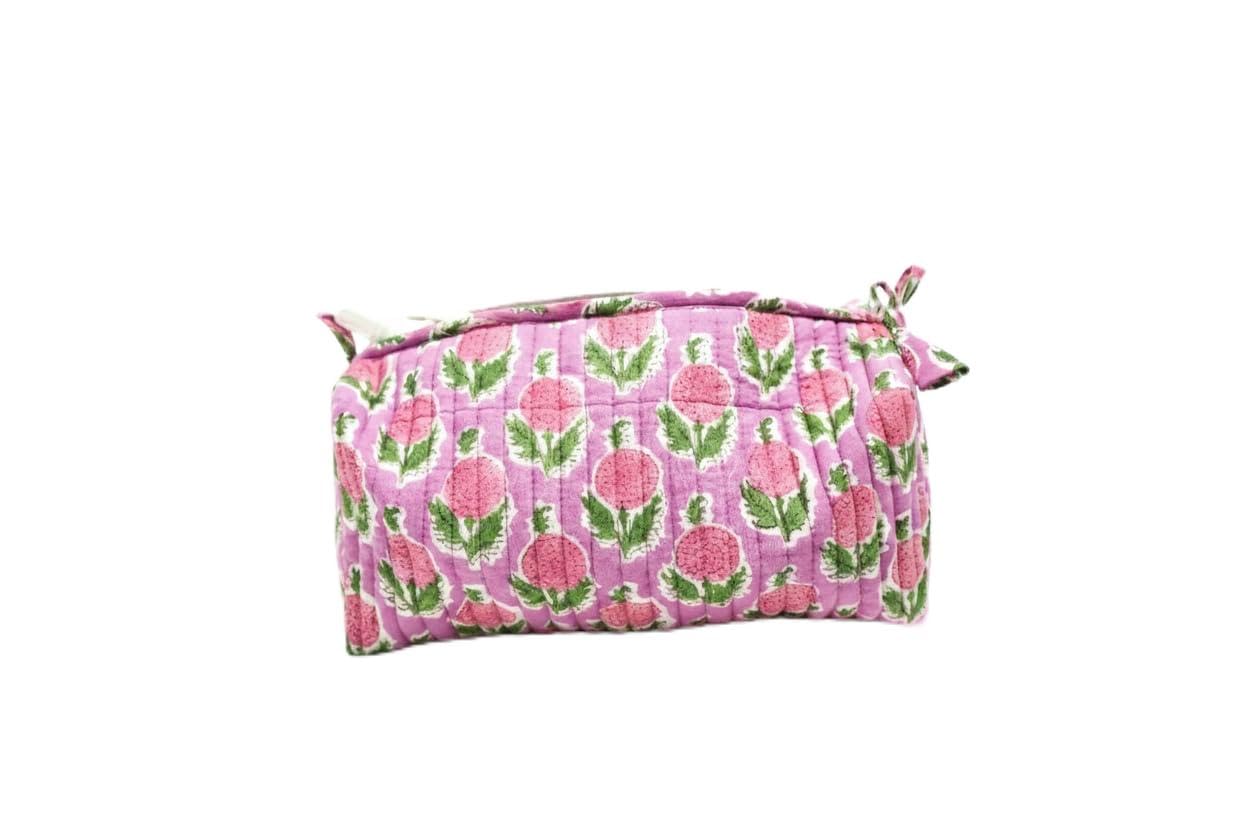 100% Cotton Hand Block Quilted Large Pouch Travel Toiletry Pouch, Multi Utility, Cosmetic Bag and Makeup Travel Organizer, Unisex-image-27