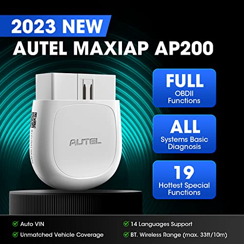Autel Maxiap Ap200 Obd2 Scanner Bluetooth Wireless Obdii Auto Diagnostic Tool With Full System Diagnostic, 19 Reset Functions, Autovin, Check Engine Light Code Reader For Iphone Android #TOP5