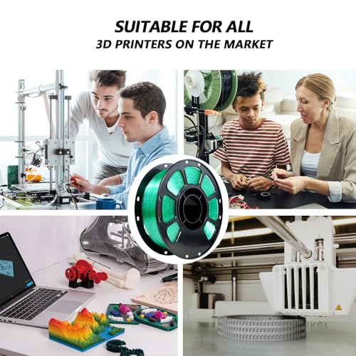 Image of iBOSS Glitter PETG Filament 1.75mm, Transparent 3D Printer Filament Shiny Sparkle Material with Glitter, Flash Point Series 1KG Spool, fit Most FDM 3D Printers, PETG Glitter Mint Green