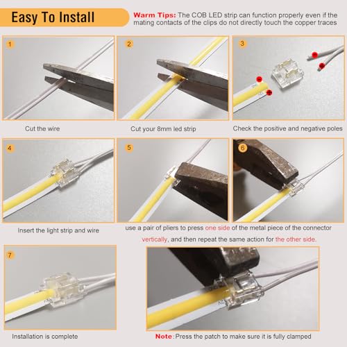 Kit de Tira Led Cob Blanca Cálida Regulable 12V con Control miniatura 6