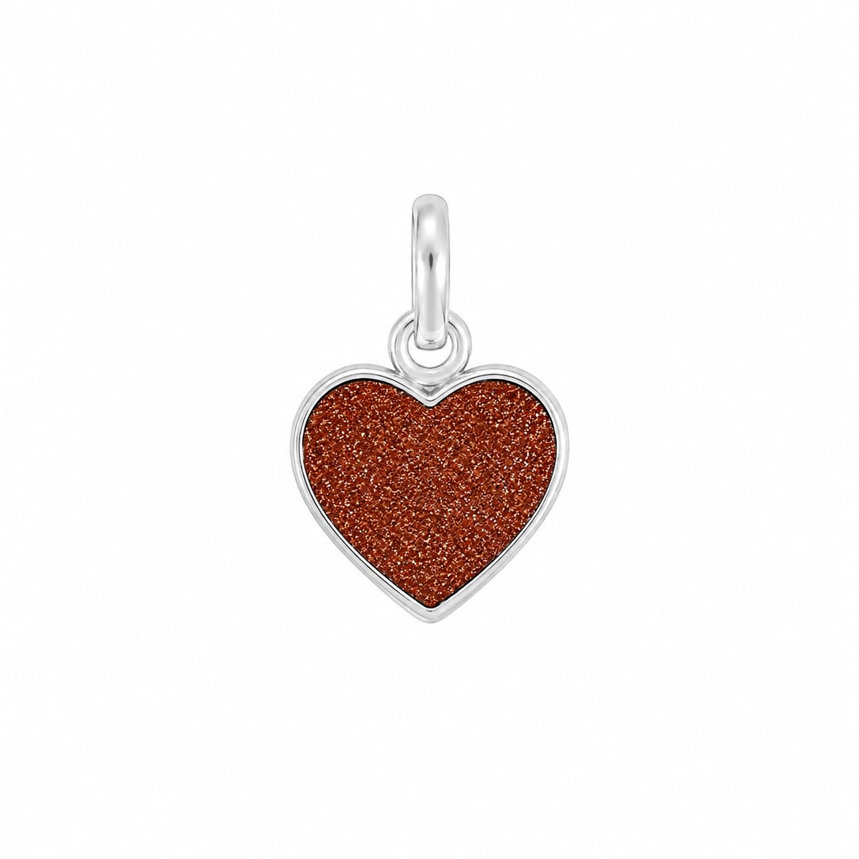925 Handmade Sterling Silver Rajavarthi Stone Pendant , Heart Gemstone Pendant , Sparkling Brown Gemstone Heart Charm Pendant, Sun Stone Locket , Without Chain ,Rajavarthini Dollar , Birthday for Gift (Small)-image-2