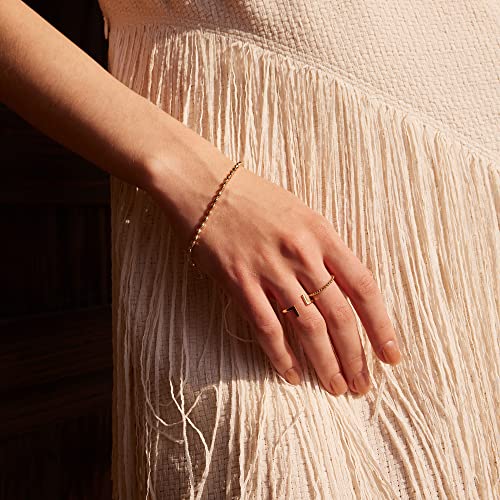 Valloey Rover 14K Gold Thin Beaded Full Bead Sterling Twisted Rope Black CZ Wedding Band Stacking Tiny Rings for Women3