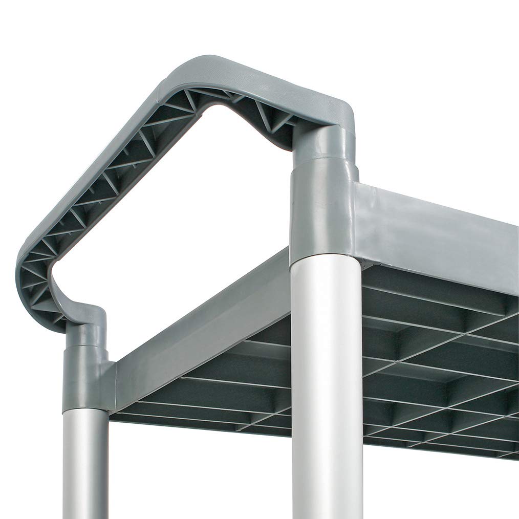 BRB Chariot de service en aluminium/plastique, 3 étages, L x l x H : 1070 x 500 x 990 mm, charge maximale : 225 kg