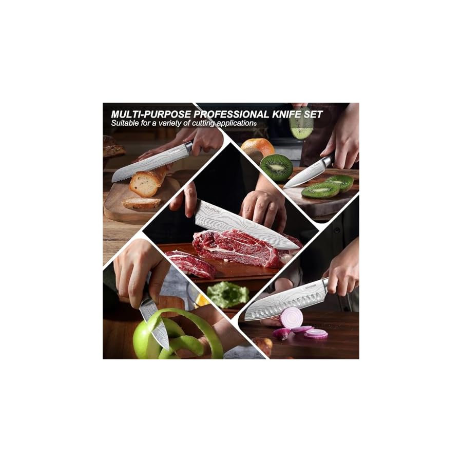 Kitchen-Knife-Set-With-Block-Chef-Knife-Block-Set-High-Carbon-Stainless-Steel-Knives-with-Magnetic-Knife-Block-Holder-Versatile-Knife-Block-Sets-for-Kitchen-Professional-Kitchen-Knives-Set-6-Pcs Kitchen Knife Set With Block: Chef Knife Block Set, High Carbon Stainless Steel Knives with Magnetic Knife Block Holder, Versatile Knife Block Sets for Kitchen, Professional Kitchen Knives Set - 6 Pcs