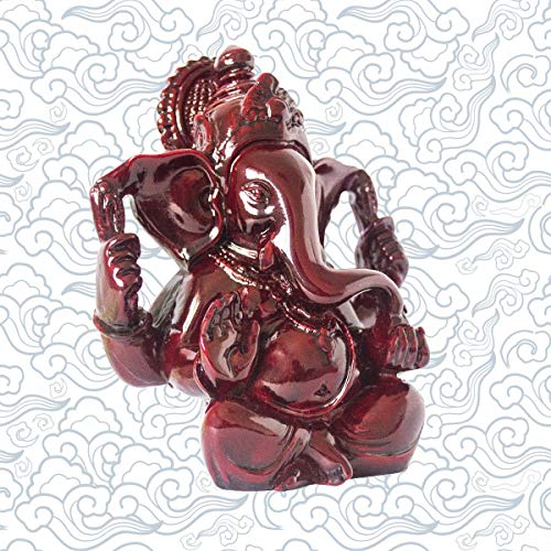 Estatua de Ganesh Dios Hindú de Resina 4.5 in Rojo Oscuro miniatura 2