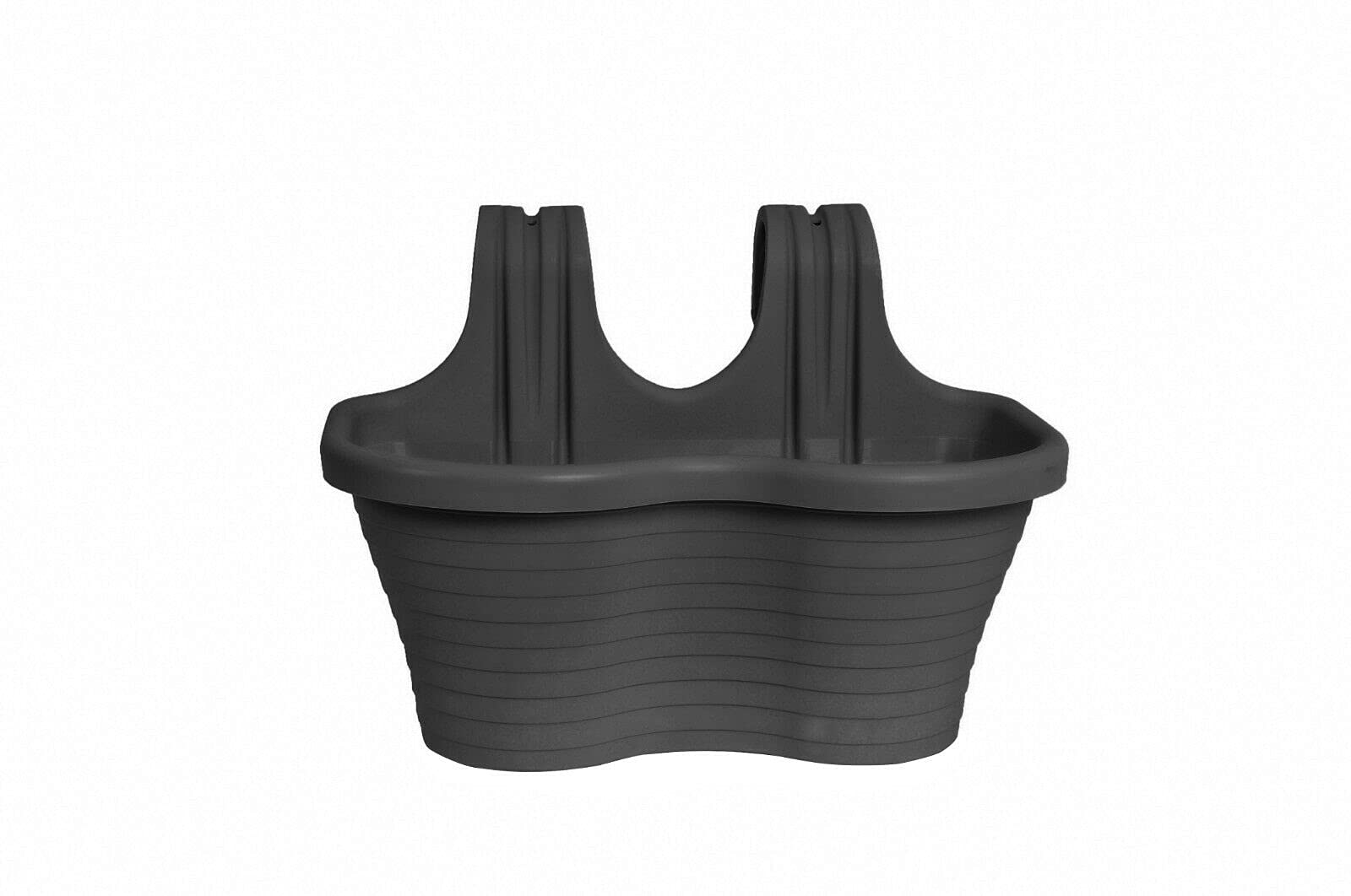 Tamersgifts Easy Hang Garden Hanging Plant Pots Flower Pots Trough Garden Fence Balcony Railing Flower Pot (Gunmetal Grey, Medium)