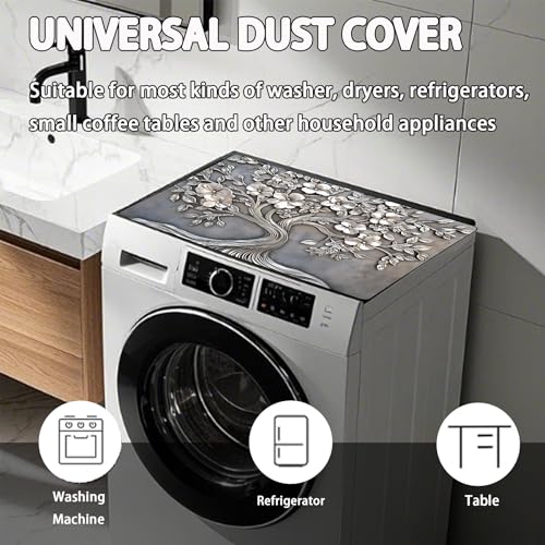 Image of Washer and Dryer Covers for the Top, Non-slip Dryer Top Protector Mat, Dust-proof Washing Machine Cover, 23.6 inch x 19.7 inch (Tree, 23.6 inch x 19.7 inch)