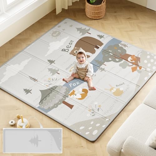 Image of Fodoss Baby Play Mat, 59x59inch Play Mat, 0.4 in Thick Waterproof Playmat for Babies,Kids Foam Play Mat,Waterproof, Carlwing Mat for Baies, Neutral Design Play Mat