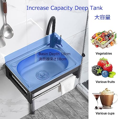 Fregadero de acero inoxidable con escurridor lavadero para restaurante camping y grifo de agua 5