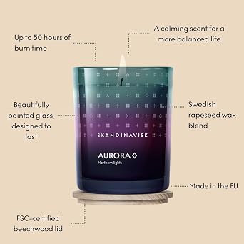 SKANDINAVISK Scented Candle, Aurora(Northern Lights), 7.0 Ounce