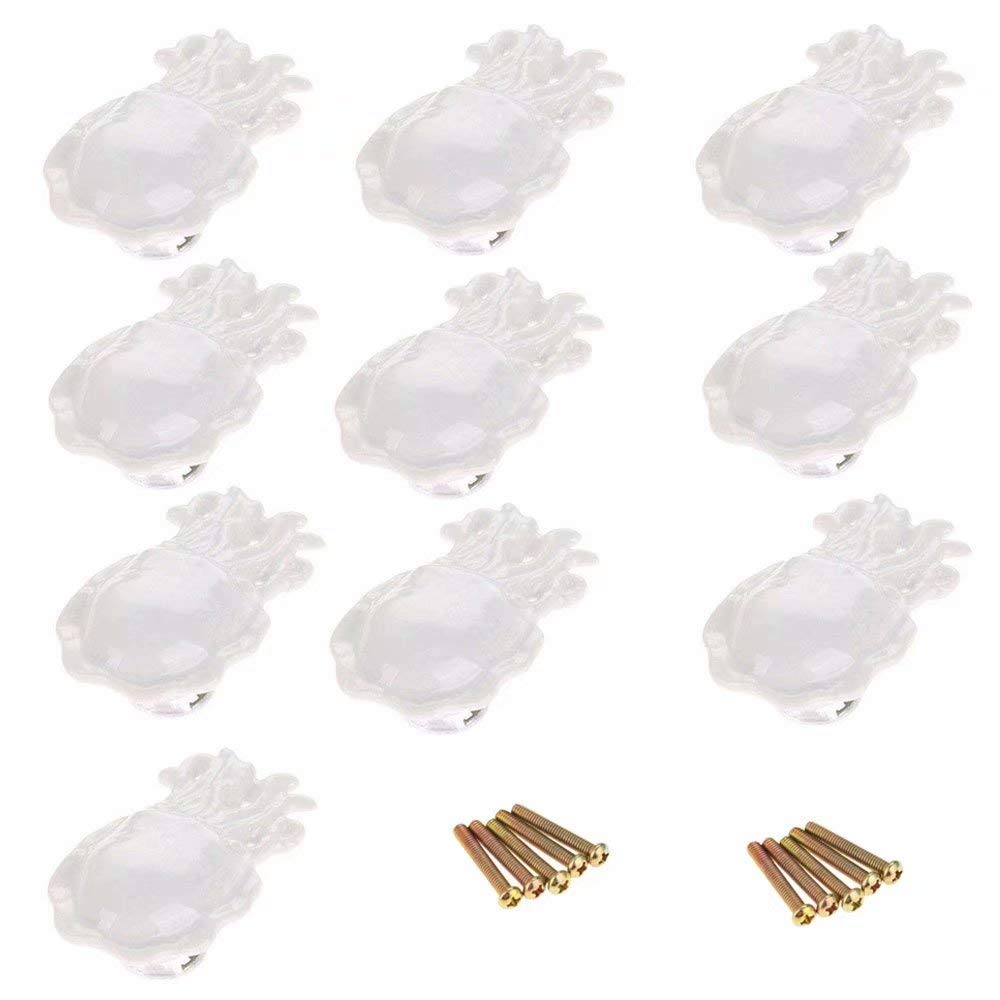 10 pomelli/maniglie/maniglie in ceramica a forma di polpo rosa per mobili da cucina, armadi, armadi, cassetti, comò, ante di mobili da bagno, ecc. Decorazioni in stile mediterraneo (bianco)