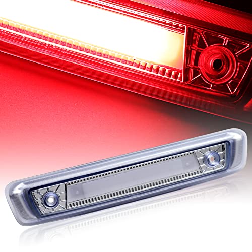 HYPERSPEED LED Strip Tail High Mount Center Third 3rd Rear Brake Stop Light Lamp Fit for 2006 2007 2008 2009 2010 Jeep Commander, Car Mods Accessories Replacement Assembly (Chrome Housing Clear Lens)