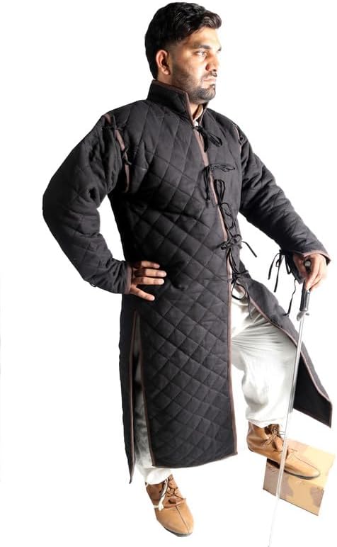 Miniatura 2 de THE MEDIEVALS Medieval grueso acolchado de longitud completa mangas Gambeson capa Aketon chaqueta armadura, tela de algodón