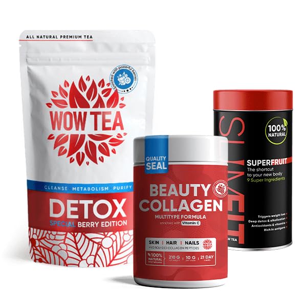 WOW TEA: Té de desintoxicación de bayas + colágeno + fruta