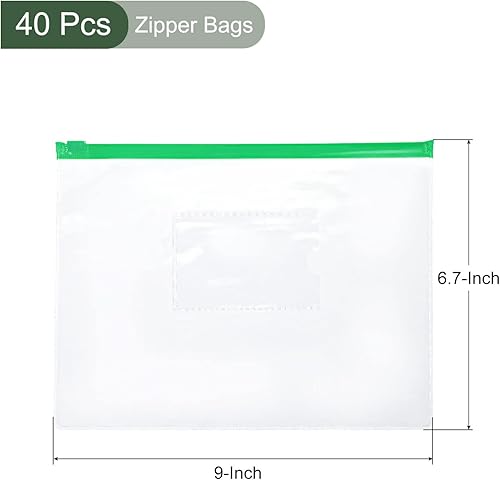 Miniatura 2 de YOKIVE Paquete de 40 bolsas de archivos con cremallera, sobres transparentes A5, organizador de documentos de plástico, carpetas con cremallera,