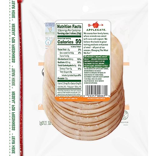 Applegate 0025317006675 Organic Oven Roasted Chicken Breast Sliced thumb #14