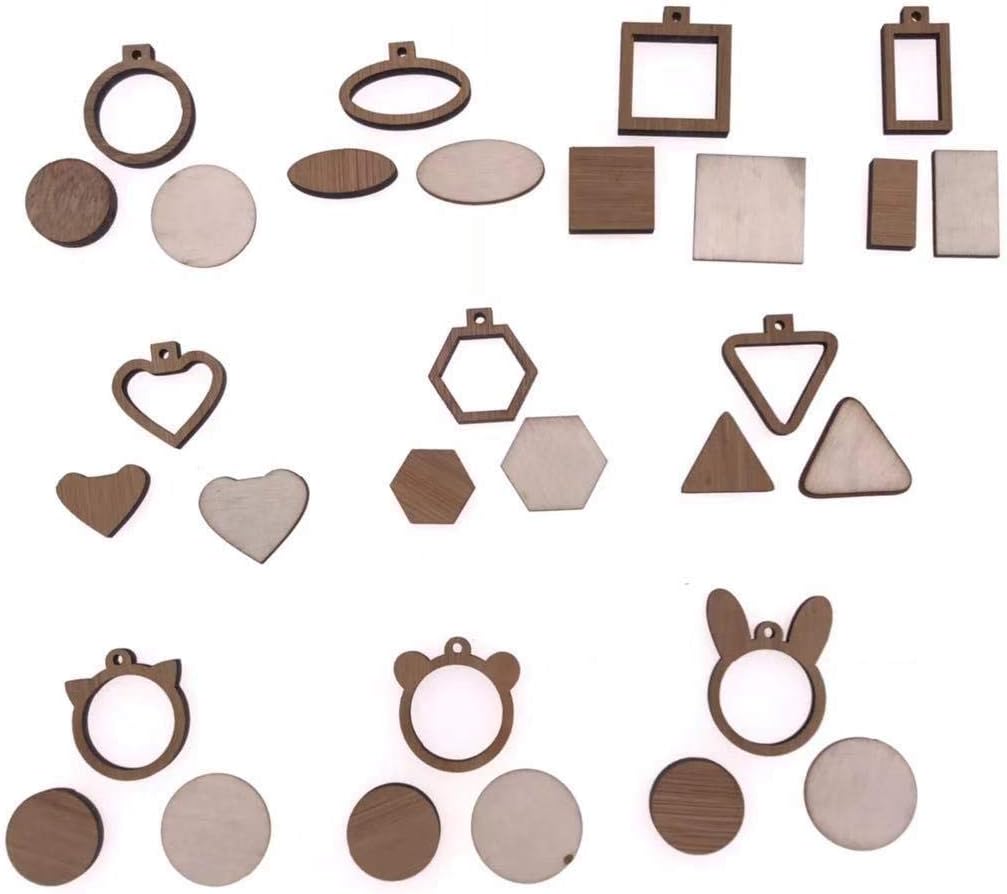 10Pcs/Set DIY Wooden Mini Round Oval Wood Hoops for Frame Craft Miniature Embroidery Hoops for Necklaces Pendants Gift