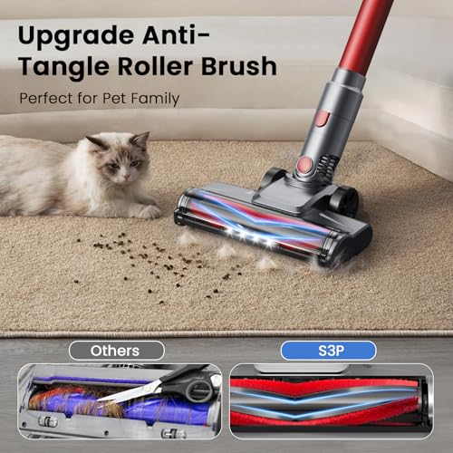 Image of UML0 S3P Cordless Vacuum Cleaner, 45kPa Powerful Suction Vacuum Cleaners for Home, 55-Min Runtime Rechargeable Stick Vacuum, Self-Standing, for Pet Hair Carpet Hard Floor, LED Display