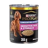 Purina Pro Plan Sensitive Skin & Stomach Wet Dog Food, Classic Lamb & Oat Meal Entree - 368 g Can (12 Pack)
