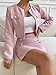 Floerns Women's 2 Piece Outfits Plaid Tweed Blazer Long Sleeve Jacket and Skirt Set Dusty Pink XS
