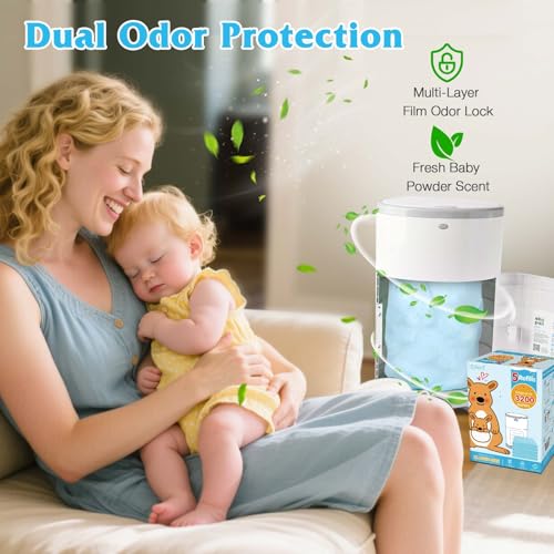 Image of 10 Pack Diaper Pail Refill Bags Compatible with Dekor Classic Diaper Pail, 40% Extra Length Refills Holds up to 6400 Diapers, Thickened Multi-layer Odor Control Diaper Bags (Baby Scent)
