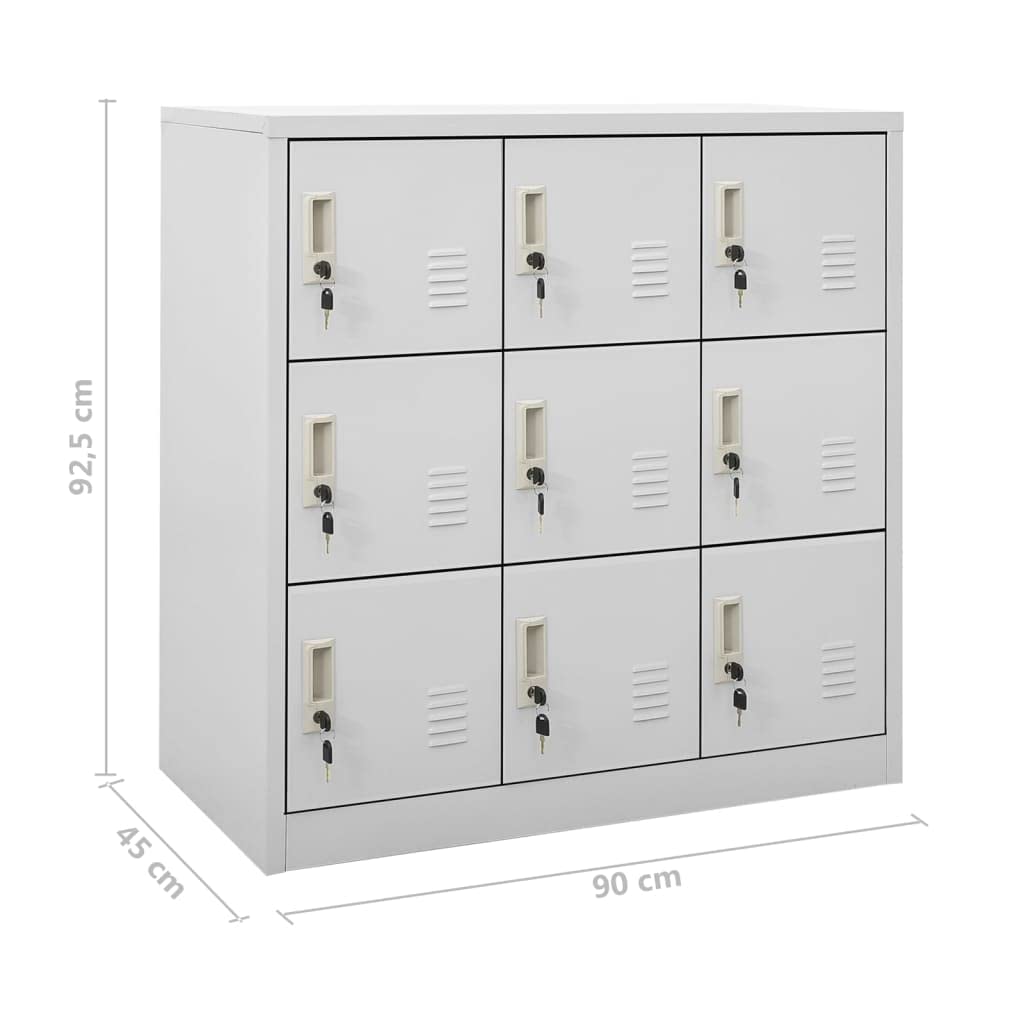 Szafki z szafkami, zestaw 5 sztuk, jasnoszare, 90 x 45 x 92,5 cm, stal, wytrzymała szafka metalowa do biura, szkoły, domu, uniwersalne rozwiązanie do przechowywania