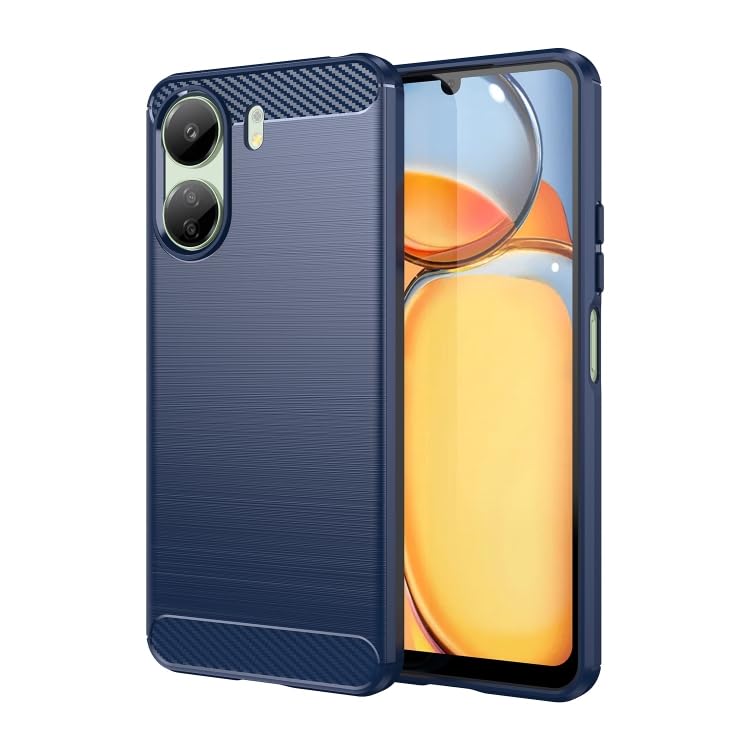 Image of NPRC Hybrid Ultra Slim Protective Case TPU Non-Slip Carbon Fiber Texture Shockproof Case Cover for Redmi 13c 4G - Blue