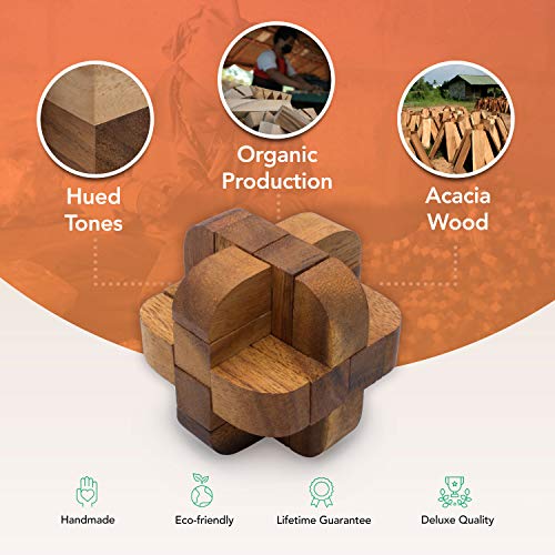 Neutron: Wooden Puzzles for Adults - 3D Brain Teaser Interlocking Game Handmade Organic Educational Problem-Solving Game for Adults. Corporate Desk Accent for Office.
