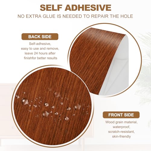 Image of PATIKIL Self Adhesive Wood Grain Repair Tape 33'x 8 inch, Multi-Use Realistic Wood Grain Repair Patch for Furniture Floor Door Table Chair Windows Handicraft DIY, Teak