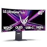 LG 45GX900A-B 45-Inch Ultragear WQHD (3440 x 1440) OLED Curved Gaming Monitor, 240Hz, 0.03ms, NVIDIA G-Sync, VESA DisplayHDR True Black 400, HDMI 2.1, DisplayPort, USB Type-C PD 65W, Black