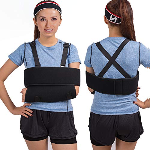 HKJD Medical Arm Sling Shoulder Immobilizer, Adjustable Rotator Cuff Soft Shoulder Sling Wrist Elbow Forearm Support Brace Strap for Subluxation, Dislocation, Sprain, Strain(L)