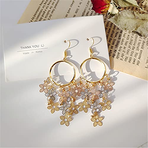 ANDPAI Bohemian Long Colorful Chandelier Tassel Flower Dangle Drop Hoop Earrings for Women3