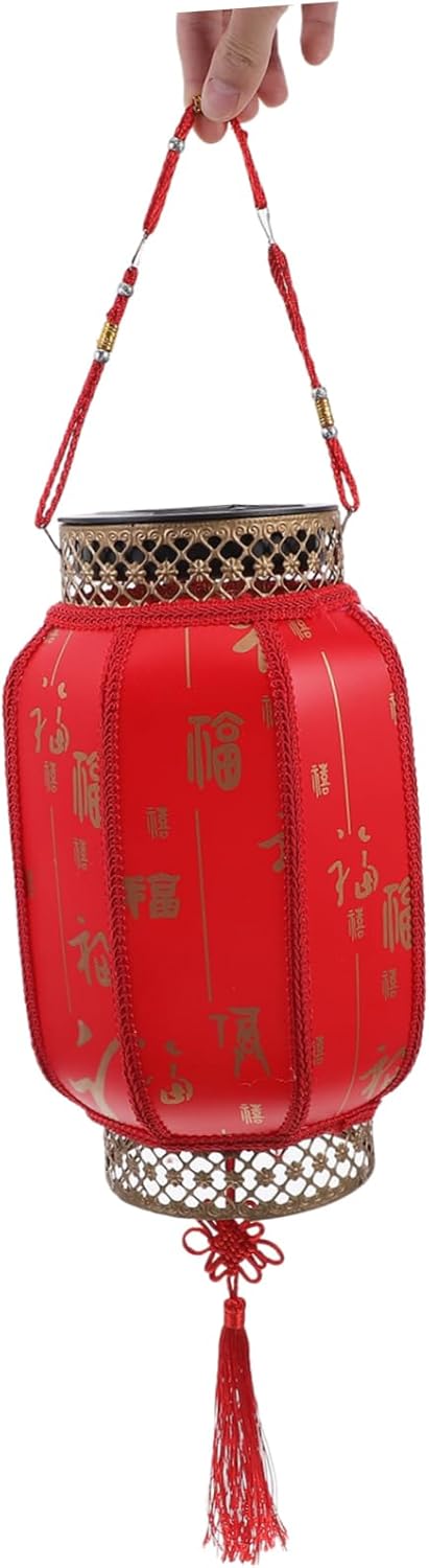 Solar Powered Red Outdoor Hanging Lamp with Lanyard Durable Traditional Festival Decor for Garden Patio Balcony Eco Friendly Solar Light
