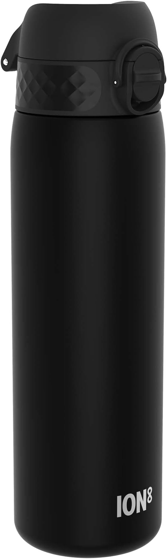 Ion8 Water Bottle, 500 ml/18 oz, Leak Proof, Easy to Open, Secure Lock, Dishwasher Safe, BPA Free, Hygienic Flip Cover, Carry Handle, Fits Cup Holders, Easy Clean, Carbon Neutral, Black