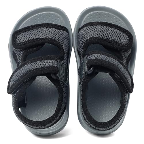 Image of MK MATT KEELY Unisex Kids Summer Slide Sandals Baby Comfort Anti-Slip Open Toe Adjustable Walking Beach Shower Shoes for Boys Girls