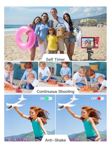 Cámara digital Andoer 48 MP con zoom y antivibración Cámara Andoer de 48 MP con pantalla TFT de 2,8 pulgadas, enfoque automático y zoom digital de 16x. Incluye función antivibración, reconocimiento facial y grabación de sonrisas. Viene con 2 baterías y tarjeta TF de 32 GB. Perfecta para capturar momentos. - Fernando Cortés