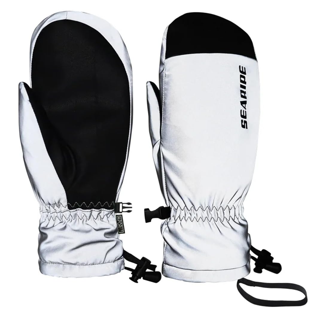 Hcclijo Winter Reflektierende Ski Handschuhe Snowboard Schneemobil Wasserdicht Langlebige Warme Baumwolle Füllung Handschuhe Schnee Handschuhe Neon Yellow M