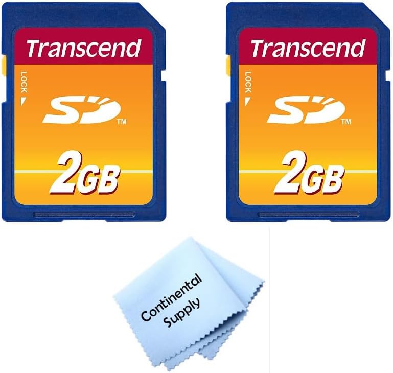 2 Pack Transcend 2GB SD Flash Memory Card TS2GS with Continental Cloth