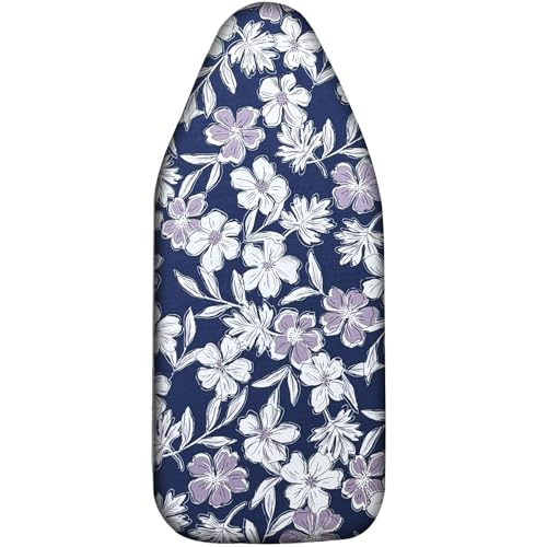 MZXcuin Small Ironing Board Cover Scorch Resistant Table top Ironing Cover with Padding Heat Reflective Heavy Duty Pad(White Purple Flower 12.5x32)