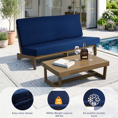 Image of Pia Ricoo 1-Piece Patio Furniture Set, Outdoor Loveseat with 4.5-Inch Thick Cushions, All-Weather Outdoor Sofa for Backyard, Deck, Lawn - Navy