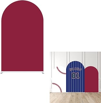 Baseball Sports Baby Shower Arch Backdrop Cover Blue Stripe Red Solid Chiara Arched Stand Stretchy Cover for Boys Birthday Party Decoratons 90x180cm,1192