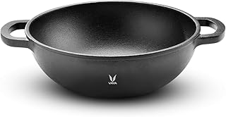 VAYA HauteChef Cast Iron Kadai, 24 cm, Pre-Seasoned & Naturally Non-Stick, 100% Pure & Toxin-Free, Deep Design for Frying & Curries, Induction Base, R