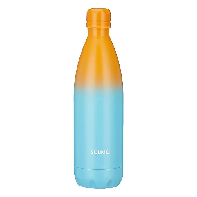 Solimo Stainless Steel Insulated Cola Dual Colour Bottle (1000ml) | Superior Durability | 100% Food-Safe | Leak Proof | BPA-Free Cap (Orange & Blue)